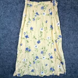 Vintage Studio Mishi Skirt Women Large Yellow Linen Romantic Cottage Spring Boho